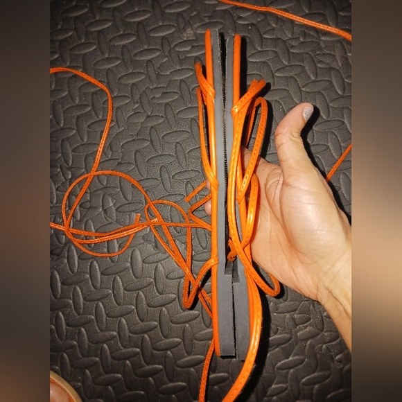 Women Orange Lace up flat sandals - Picture 5 of 8